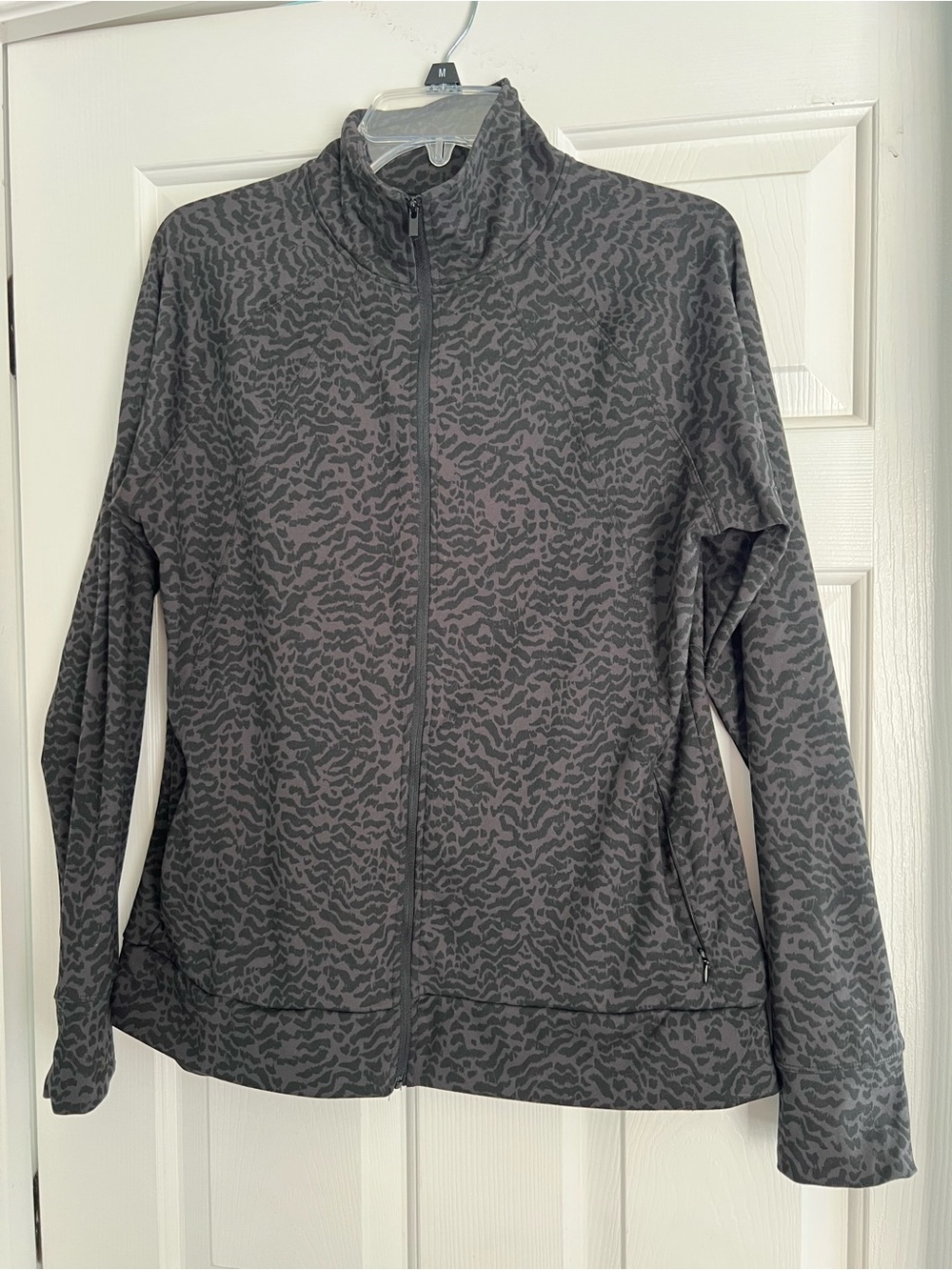 Jockey Animal Print Full Zip Athletic Jacket Gray Black Women’s Large